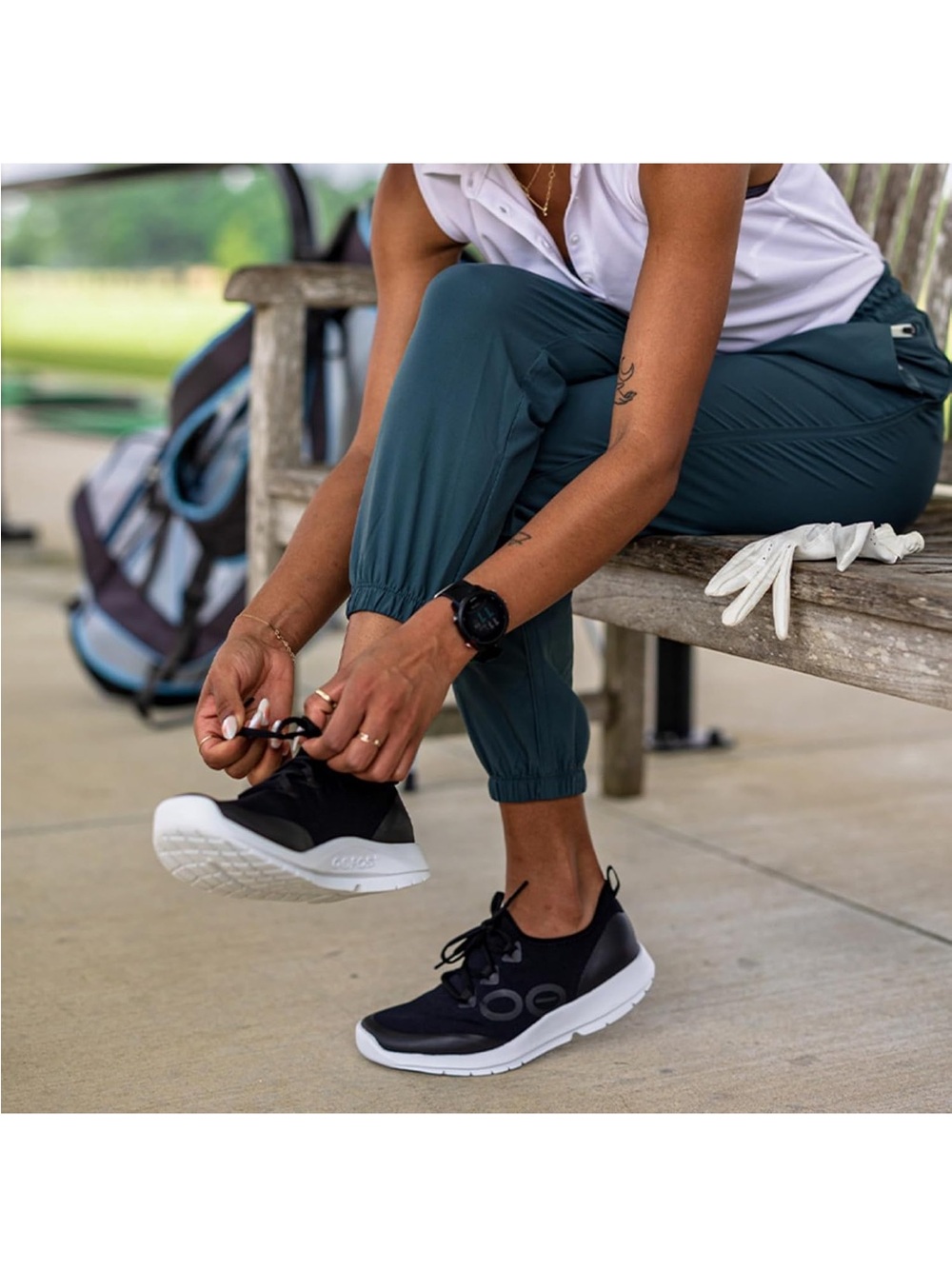 OOFOS Men’s Black and White Athletic Shoes - Cushioned Support